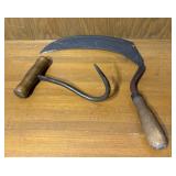 Antique Farm Sickle & Hay Hook Duo