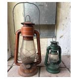 Dietz Junior Vintage Red Lantern & Mini Green