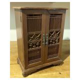 Japanese Kumiko Style Wooden Jewelry Box Armoire