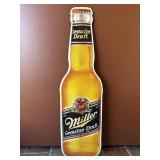 Miller Genuine Draft Beer Bottle Metal Bar Sign