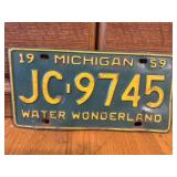 1959 Michigan License Plate JC-9745