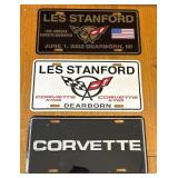 Les Stanford Corvette License Plates Lot of 3