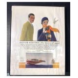 Vintage Sterling Motor Boating Framed Ad