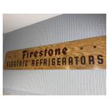 Vintage 5 ft. Firestone Refrigerators Wood Sign