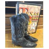 Texas Western Leather Cowboy Boots Black Sz 10.5