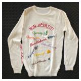 VINTAGE EMBROIDERED BON APPETIT SWEATER
