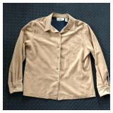 ERIN LONDON FAUX SUEDE LONG SLEEVE BUTTON UP SHIRT