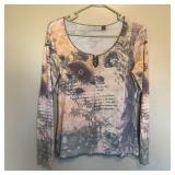 Graphic Print Scoop Neck Jersey Shirt Top