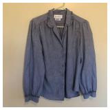Gloria Vanderbilt Ruffle Collar Button Up Shirt