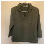 Polo Jeans Vintage Army Green V Neck Cotton Shirt
