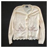 VINTAGE 90s SOUTHERN LADY CREAM CARDIGAN SWEATER