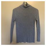 Vintage Metallic Silver Zip Back Turtleneck Shirt