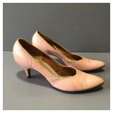 VINTAGE CARESS PINK LEATHER PUMPS WITH SLIM HEEL