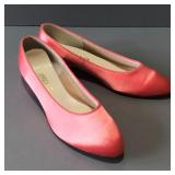VINTAGE UPSTAGE PINK CORAL SATIN BALLET FLATS