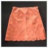 TERRY LEWIS LIGHT ORANGE SUEDE LEATHER MIDI SKIRT