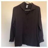 Anna & Frank Zip Up 100% Silk Long Sleeve Shirt