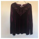 Bechamel Velvet Link V Neck Sweater Top with Beads