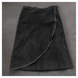 TERRY LEWIS SUEDE LEATHER ZIPPERED WRAP SKIRT
