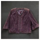 ADRIENNE LANDAU SUEDE LEATHER BLAZER SUIT JACKET