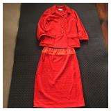 VINTAGE RED BETTY MILLER JACKET & SKIRT SET