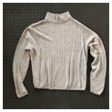 VINTAGE PETITE GRAY CABLE KNIT PULLOVER SWEATER