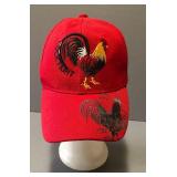 RED COCKFIGHT ROOSTER ADJUSTABLE BASEBALL CAP HAT