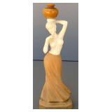 19th C Boxwood & Ivory Woman Sculpture Statue