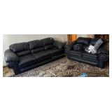 Black pleather sofa & loveseat combo