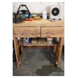 Work bench with vice, levels, speakers