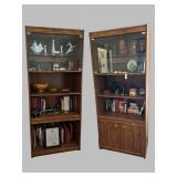 Pair four shelf bookcases