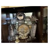 Cut crystal bowls, silverplate service pieces