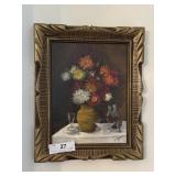 Petite HP floral still life signed F. Schneider(?)