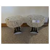 Pair of crystal & brass decorative urns