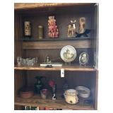 Three Shelves trinkets - decorative candle, deer,