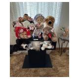 Media stand LOADED with stuffed animals