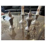Sterling weighted Empire candlesticks & Empire sal