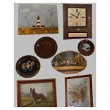 Pressed flower framed art, three wooden wall plate