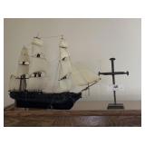 Model sailing ship & model sword