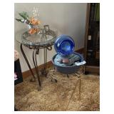 Zen water feature, cast table with glass top & pet