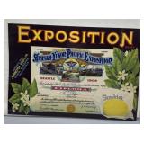 Two 1920s Cali. Fruit Box Labels incl Exposition