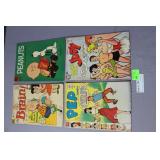 Four Vintage comic books - The Brain, Peanuts, A