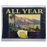 Two 1930 Fruit Box Labels incl Mountain Goat Brand