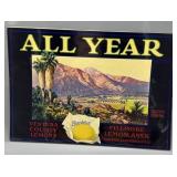 Two 1930s California Fruit Box Labels incl Evening