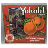 Two 1930s California Fruit Box Labels incl Yokohl