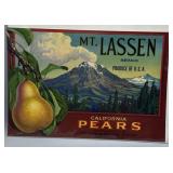 Two 1930s Cali. Fruit Box Labels incl Mt. Lassen