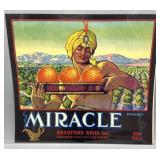 Two 1920/30s Cali. Fruit Box Labels incl Miracle