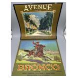 Two California Fruit Box Labels: 1920 Avenue Brand