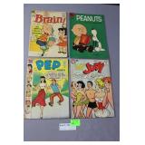 Four Vintage comic books - The Brain, Peanuts, A