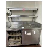 SS prep table with 3 beverage trays 54" x 32" with
