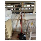 Dust pan, broom & easel